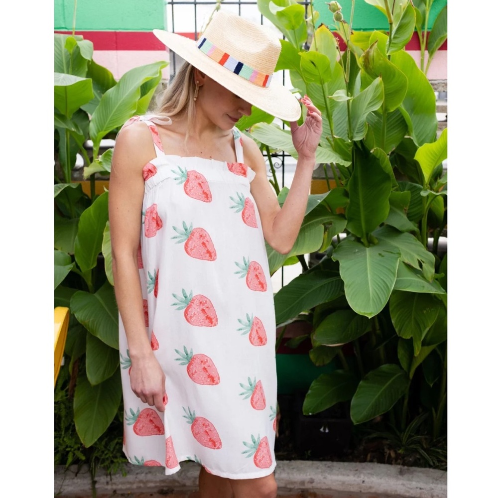 Sunshine Tienda Strawberry Kara Tie Strap Dress vacation beach resort. Size  M/L